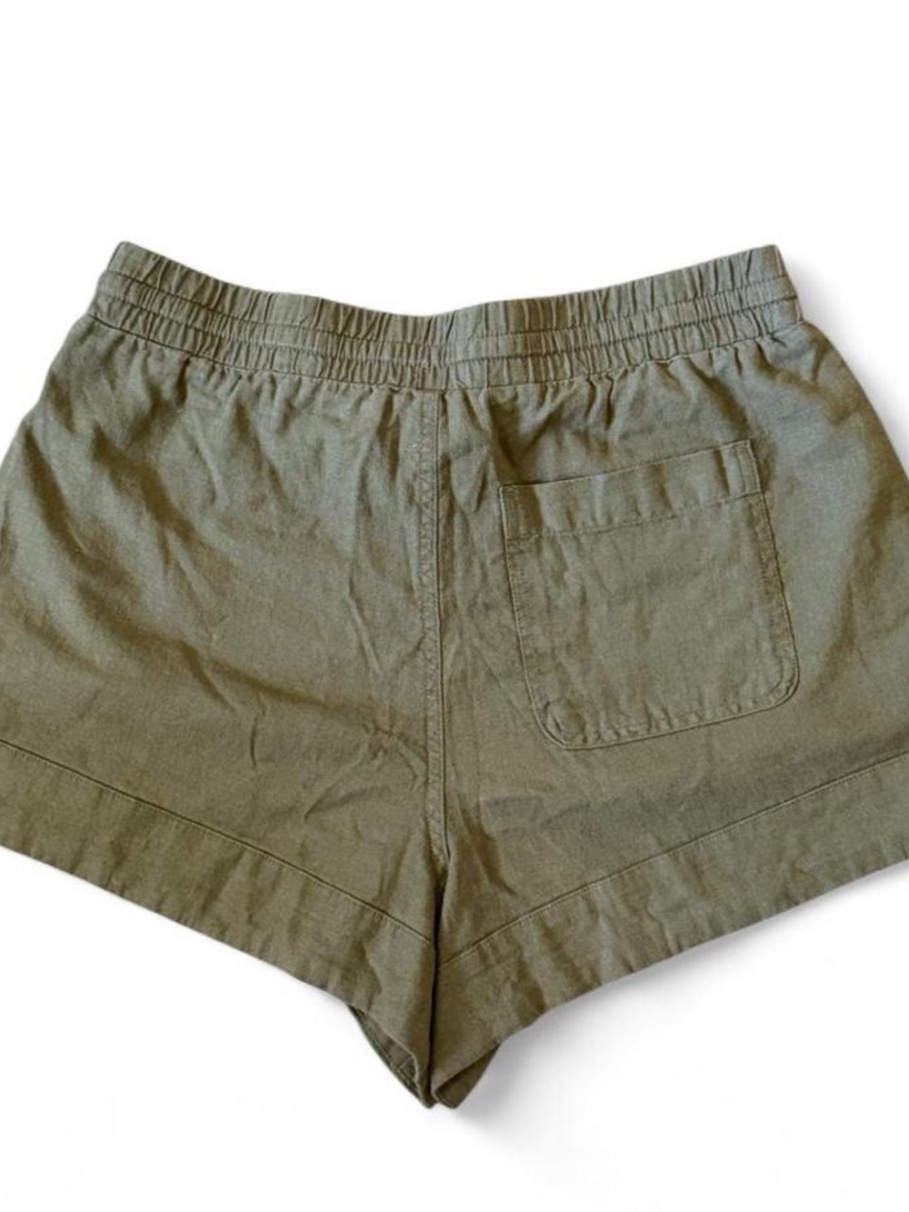 Old Navy Womens Coastal Boho Linen Blend Shorts Olive Green Drawstring - Picture 2 of 3